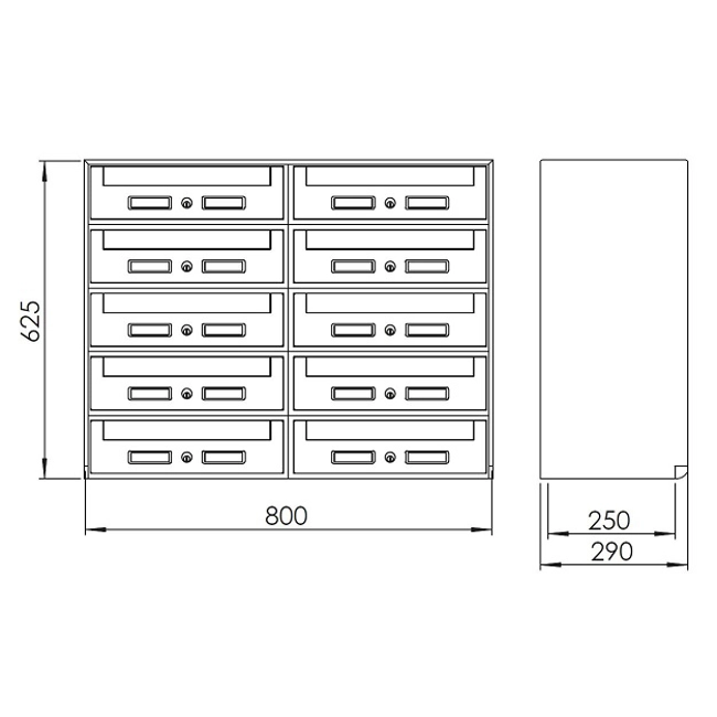 Vendita online Casellario postale alluminio silver da 3 a 15 cassette